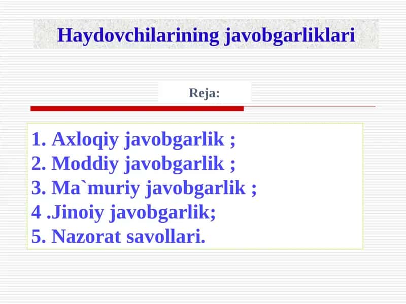 Haydovchilarining javobgarliklari