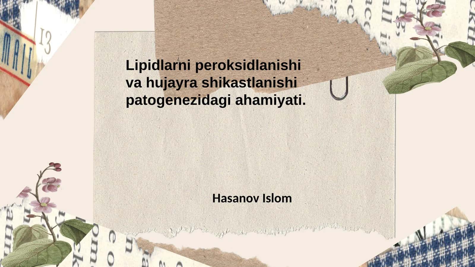 Lipidlarning peroksidlanishi