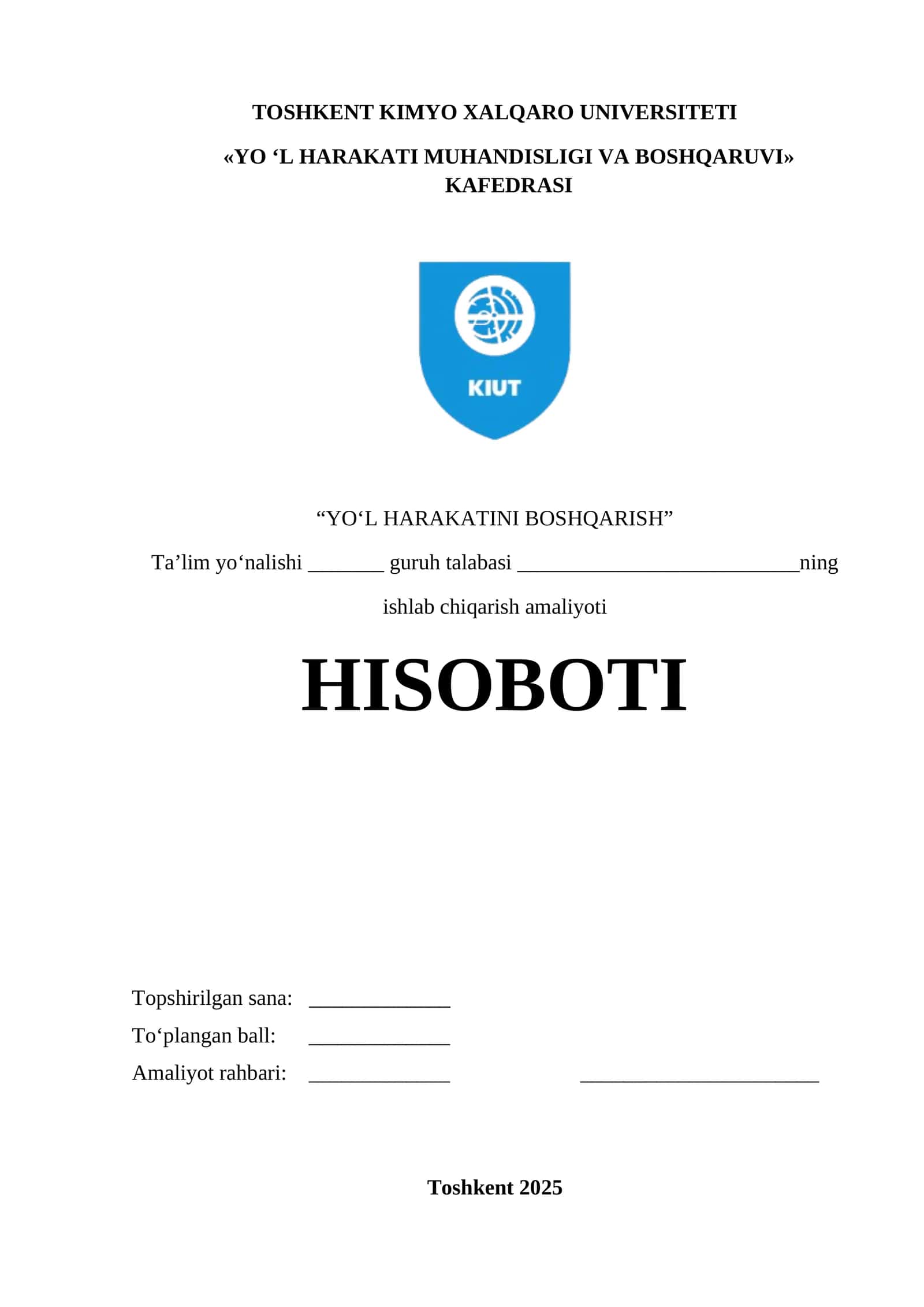 ishlab chiqarish amaliyoti HISOBOTI
