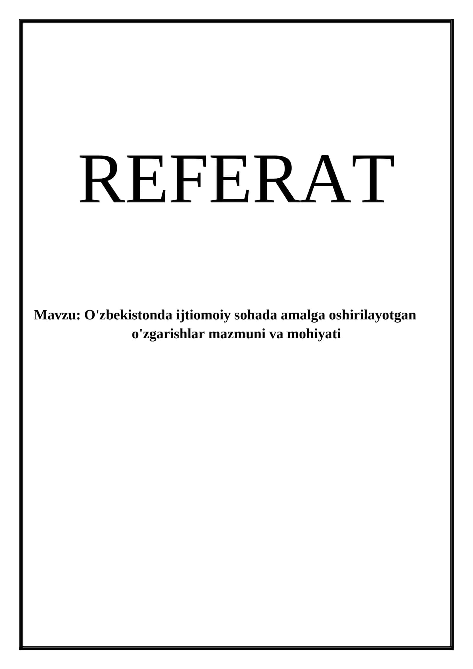 O'zbekistonda ijtimoiy soha referat