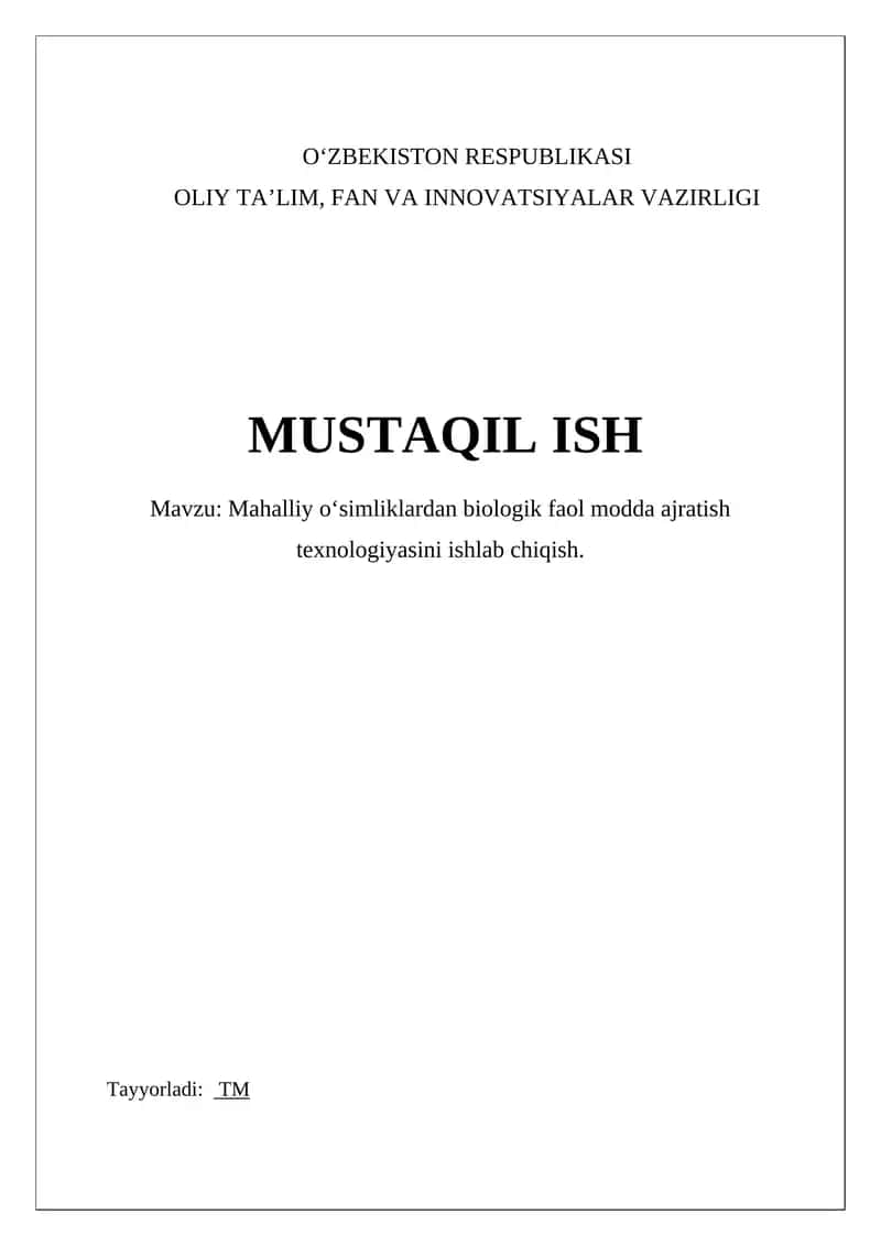 Mahalliy o'simliklardan biologik faol moddalar