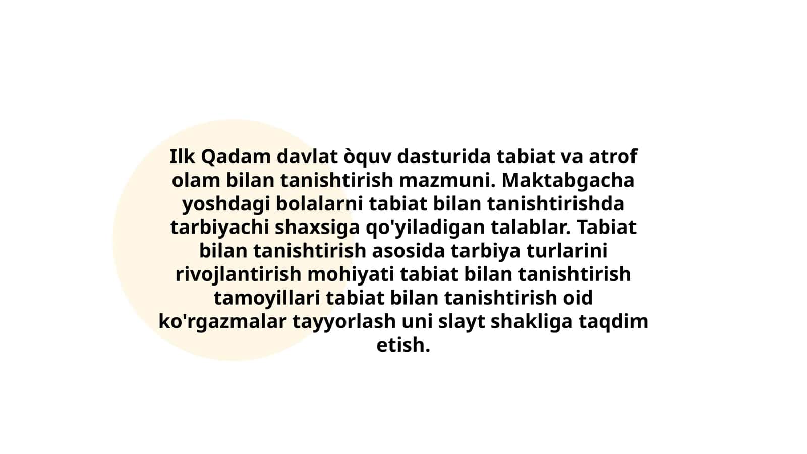 Ilk Qadam davlat òquv dasturi
