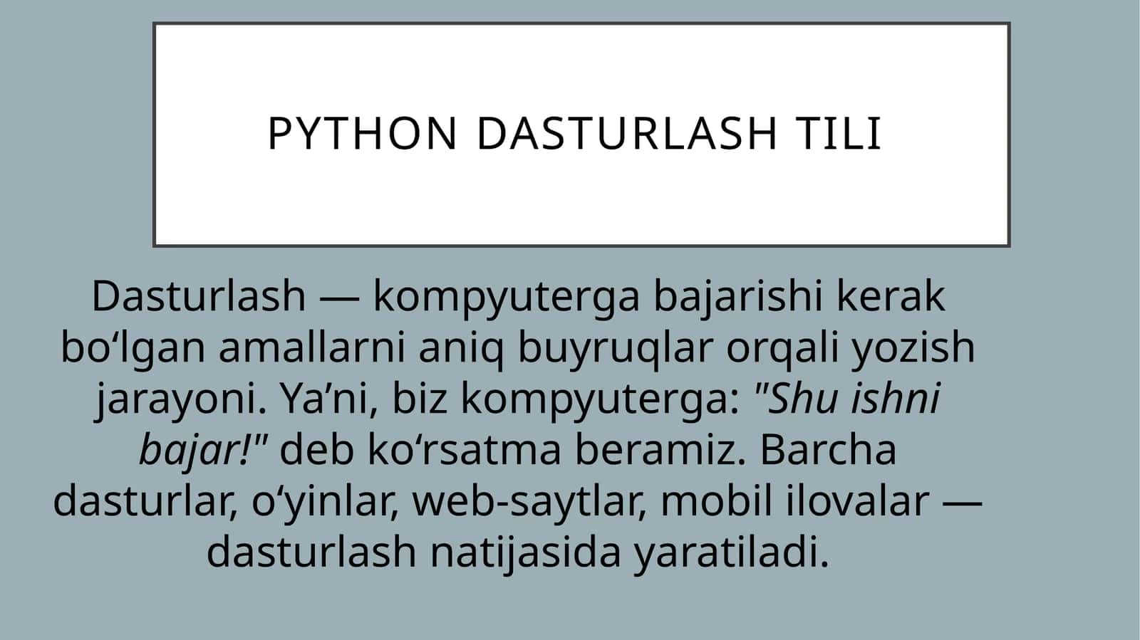 Python Dasturlash Tili