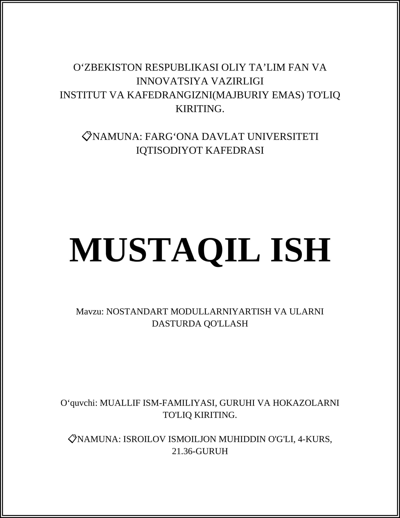 Modular tizimlar arxitekturasi
