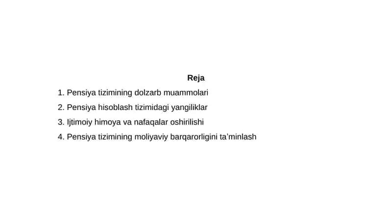 Pensiyatizimining dolzarb muammolari