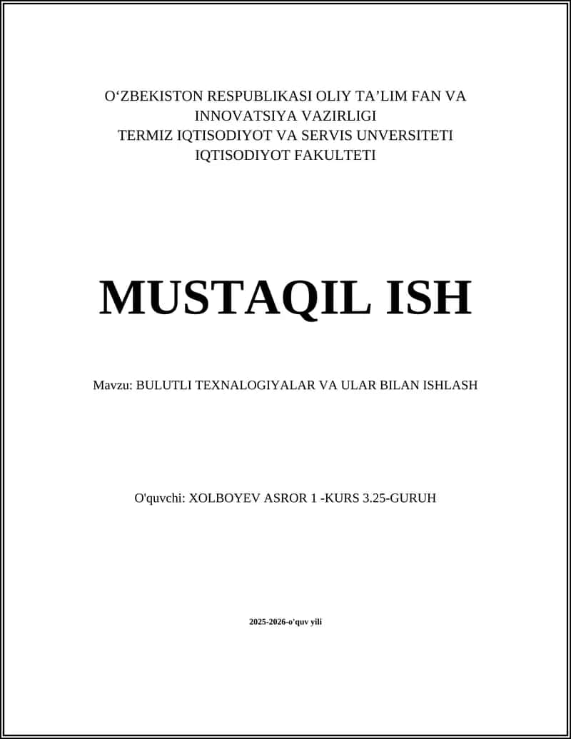 Bulutli xizmat modellarini tushunish