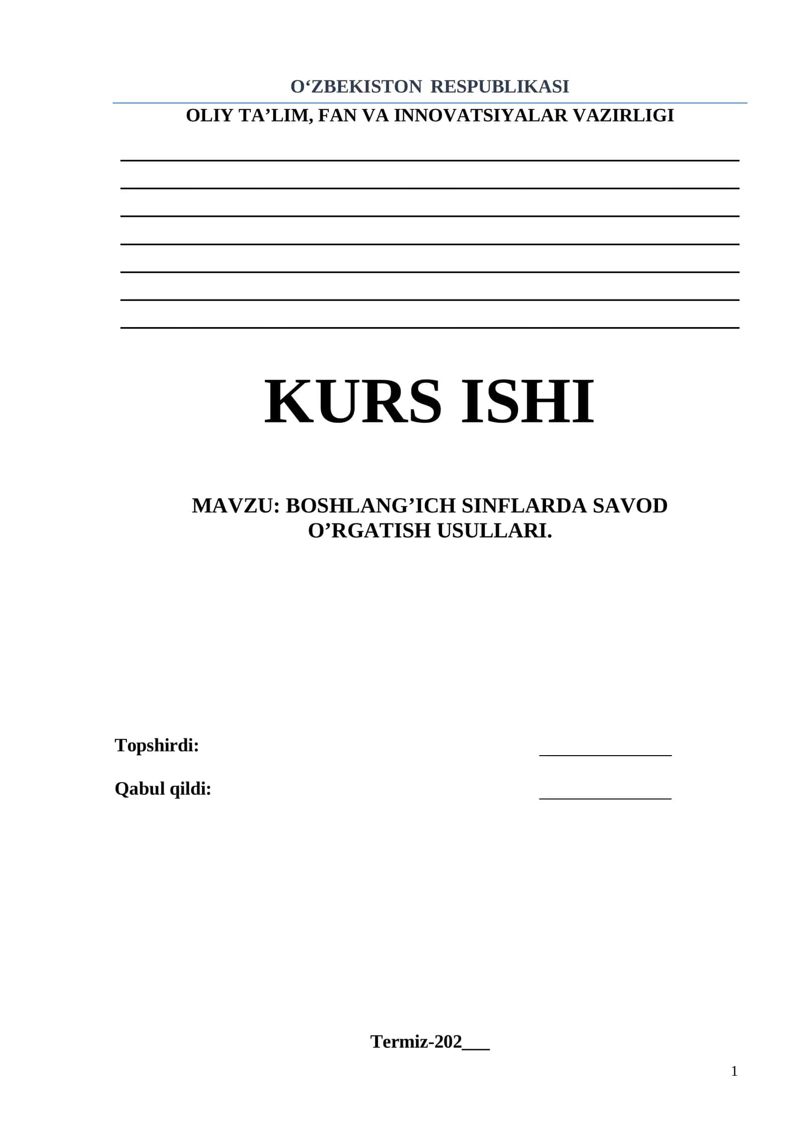 BOSHLANG’ICH SINFLARDA SAVOD O’RGATISH USULLARI