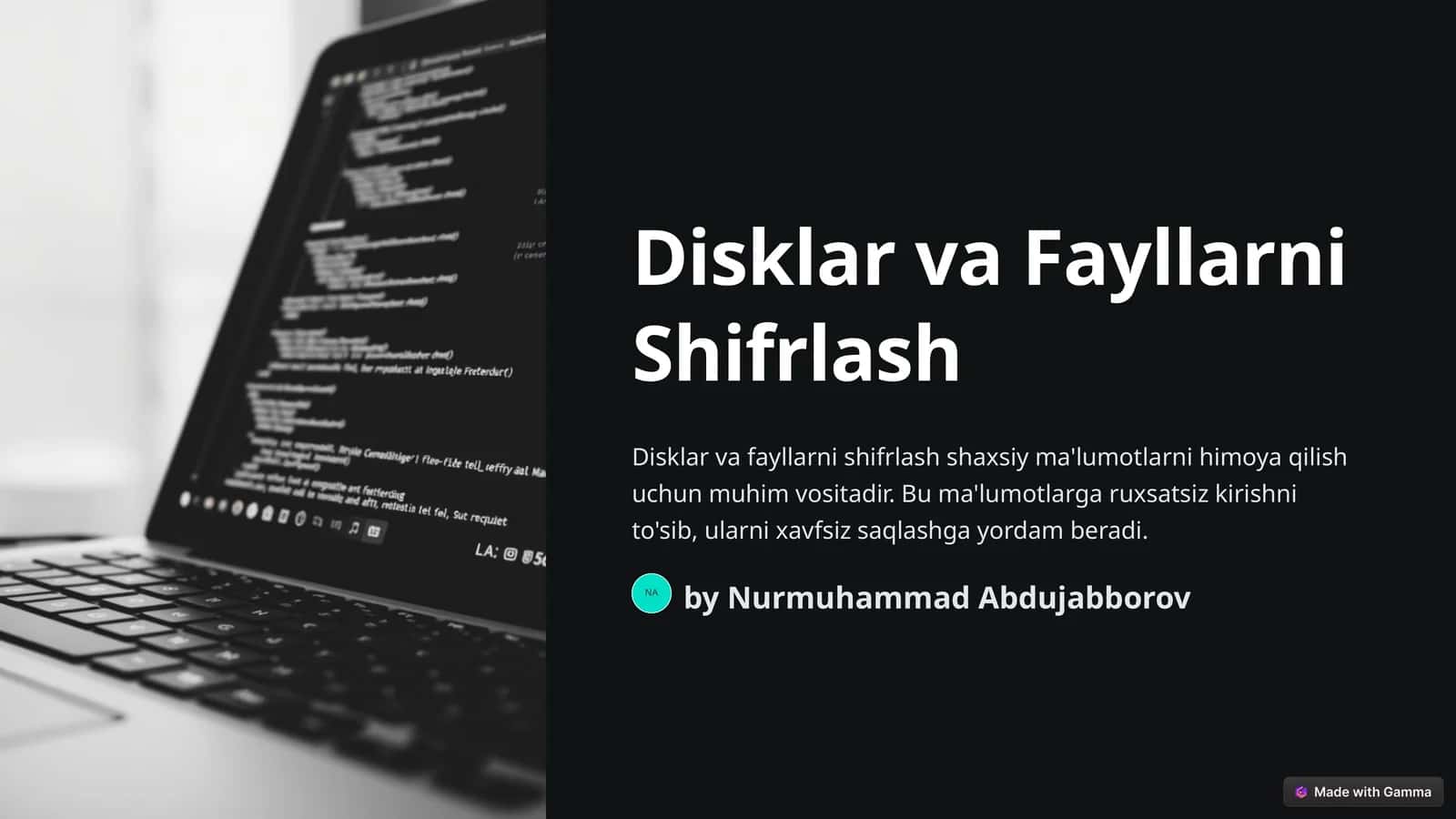 Disklar va Fayllarni Shifrlash