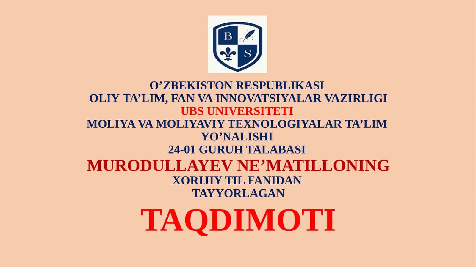 MOLIYA VA MOLIYAVIY TEXNOLOGIYALAR 1