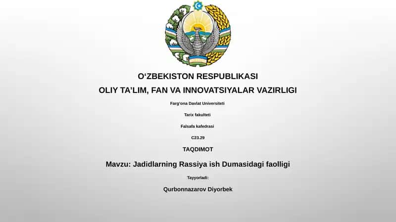 Jadidlarning Rassiya ish Dumasidagi faolligi