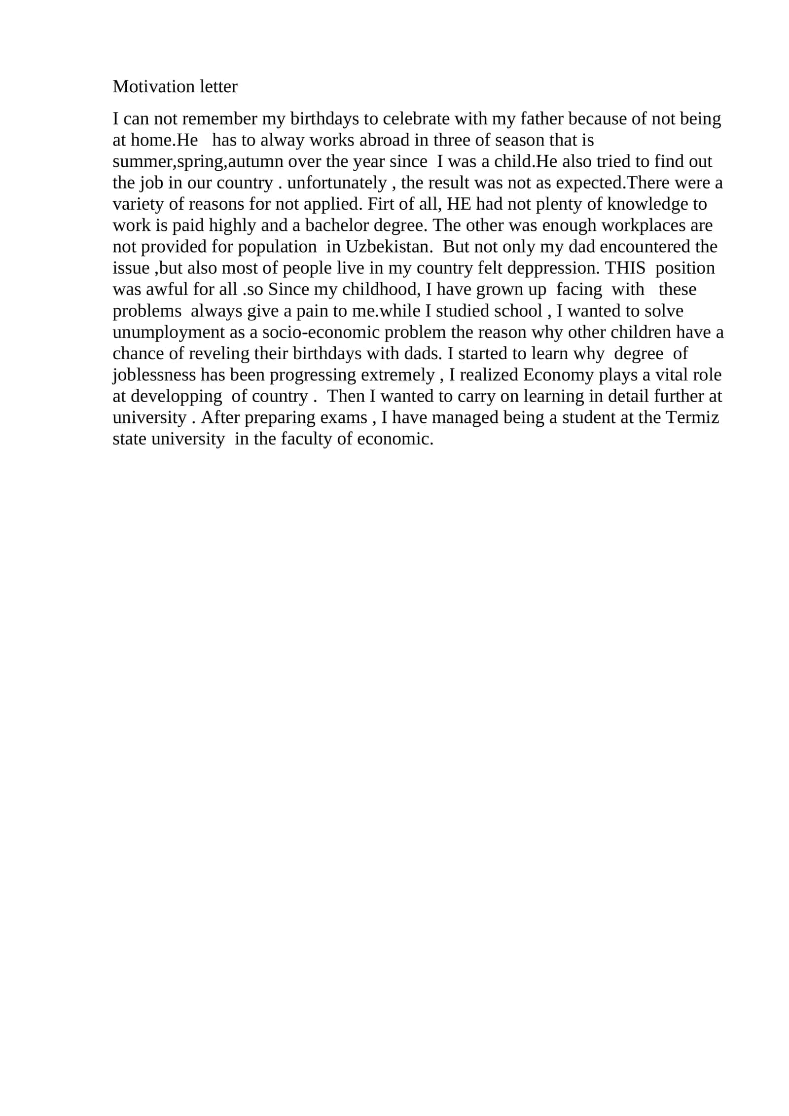 Motivation Letter