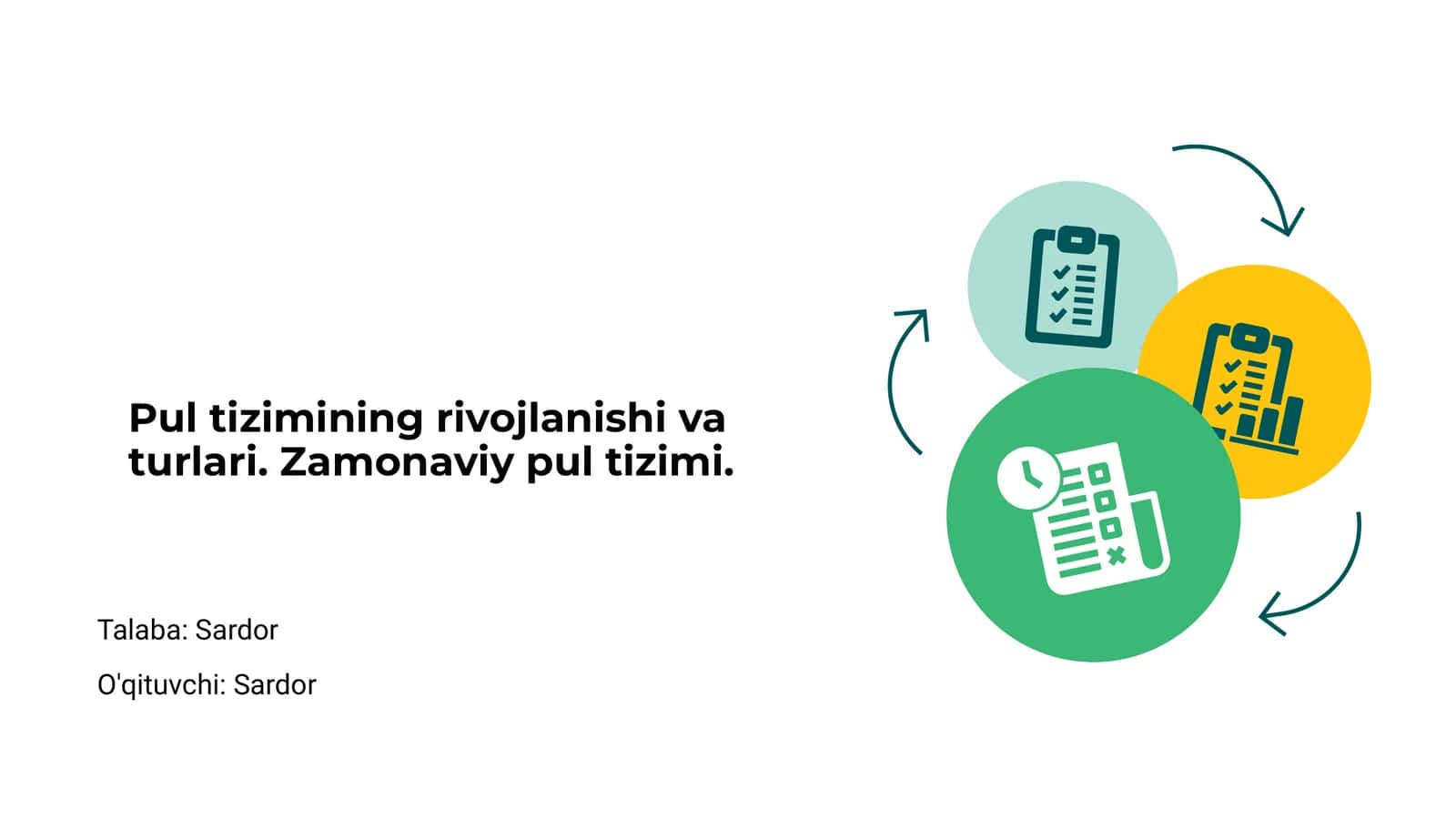 Pul tizimining rivojlanishi va turlari