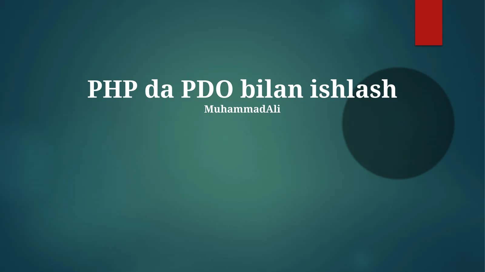 PDO bilan ishlash