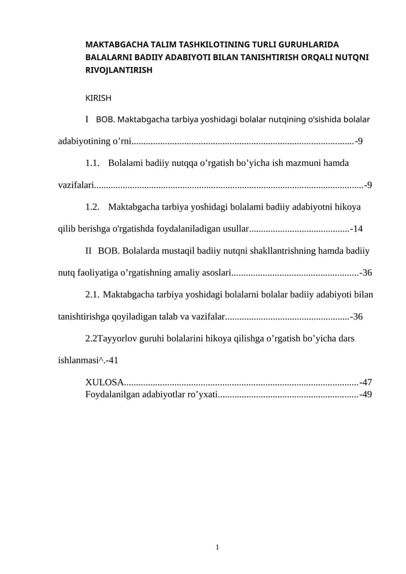 Maktabgacha Talim Tashkilotining Turli Guruhlarda Balalarni Badiy Adabiyoti Bilan Tanishtirish Orqali Nutqni Rivojlantirish