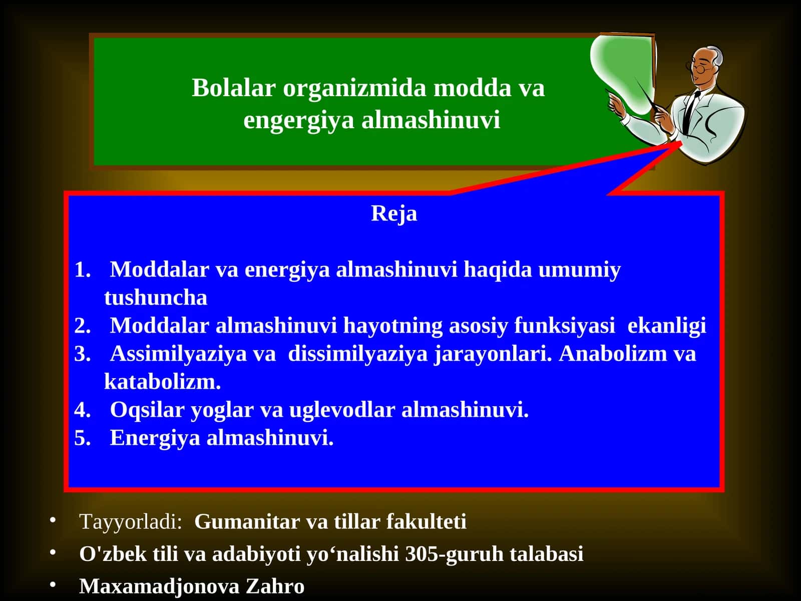 Bolalar organizmida modda va energiya almashinuvi