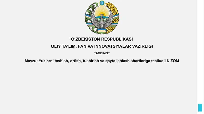 Yuklarni tashish, ortish, tushirish va qayta ishlash shartlari