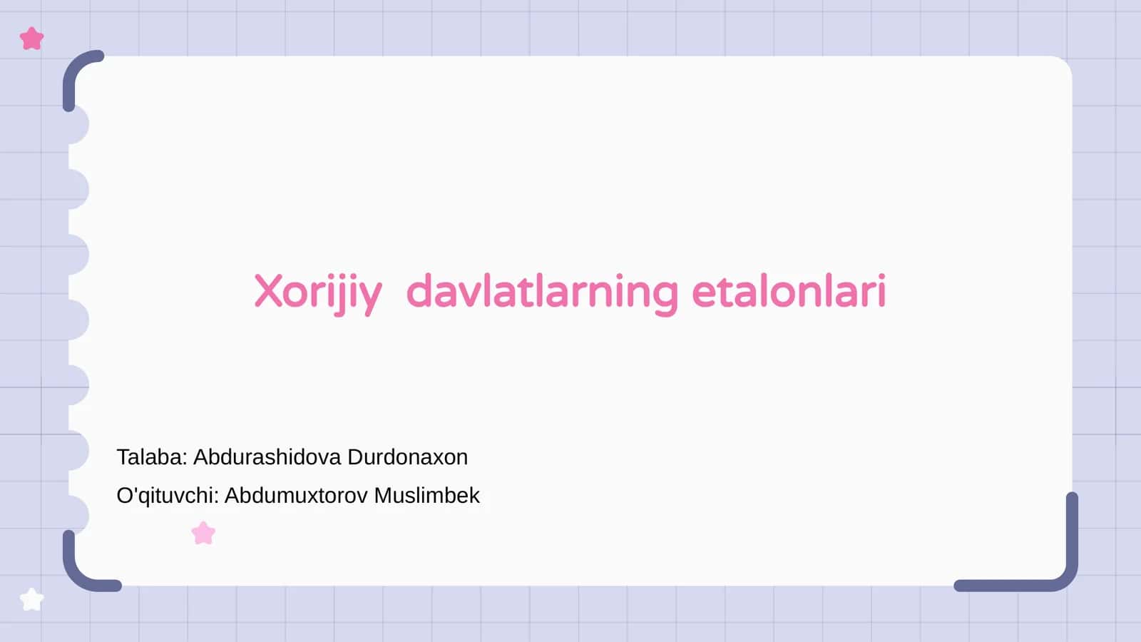 Xorijiy davlatlarning etalonlari