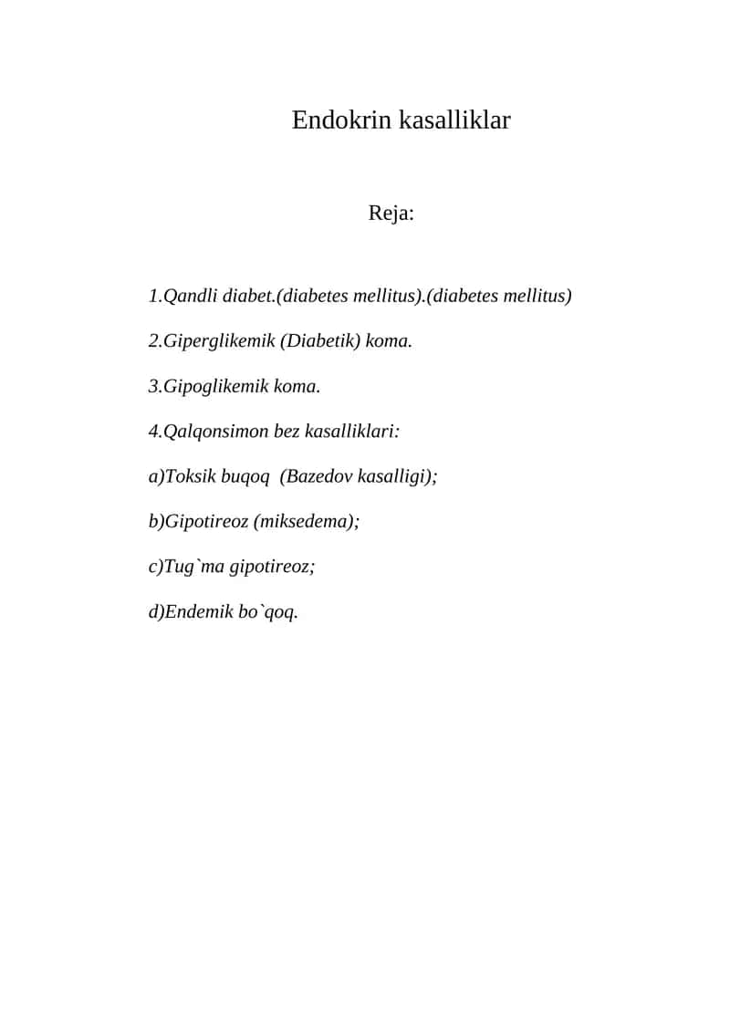 Еndokrin kasalliklar