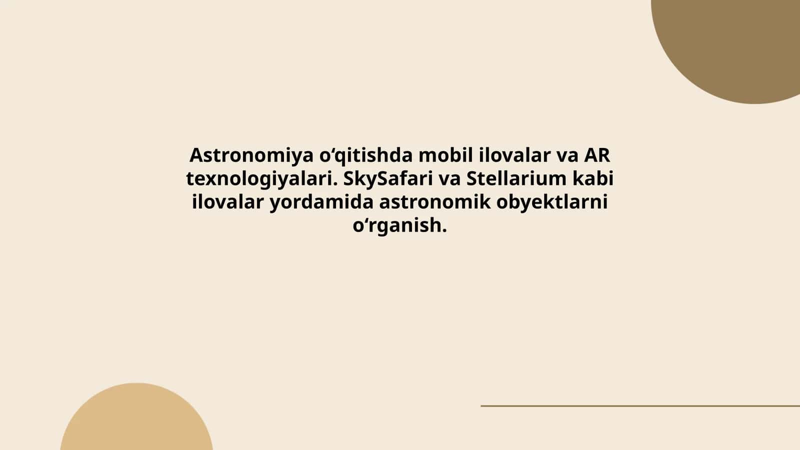 Mobil ilovalar va AR texnologiyalari astronomiya o‘qitishda