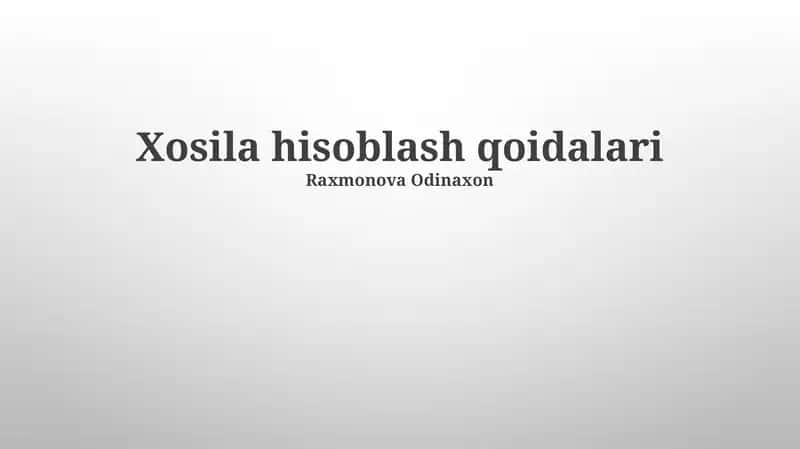 Xosila hisob-kitoblar
