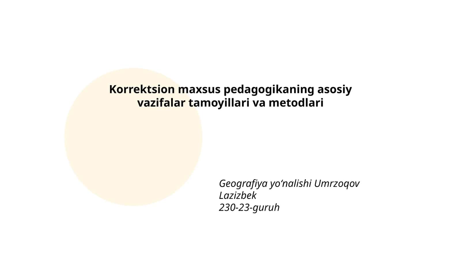 Korrektsion Maxsus Pedagogikaning Asosiy Vazifalar Tamoyillari va Metodlari