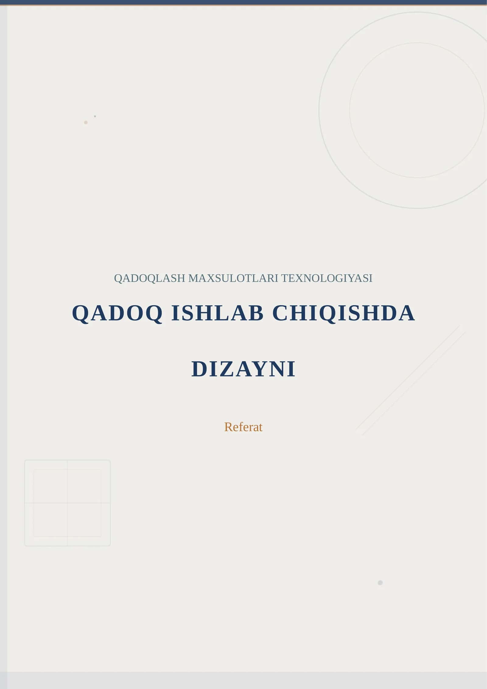 QADOQLASH MAXSULOTLARI TEXNOLOGIYASI
