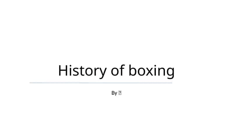 History of boxing
