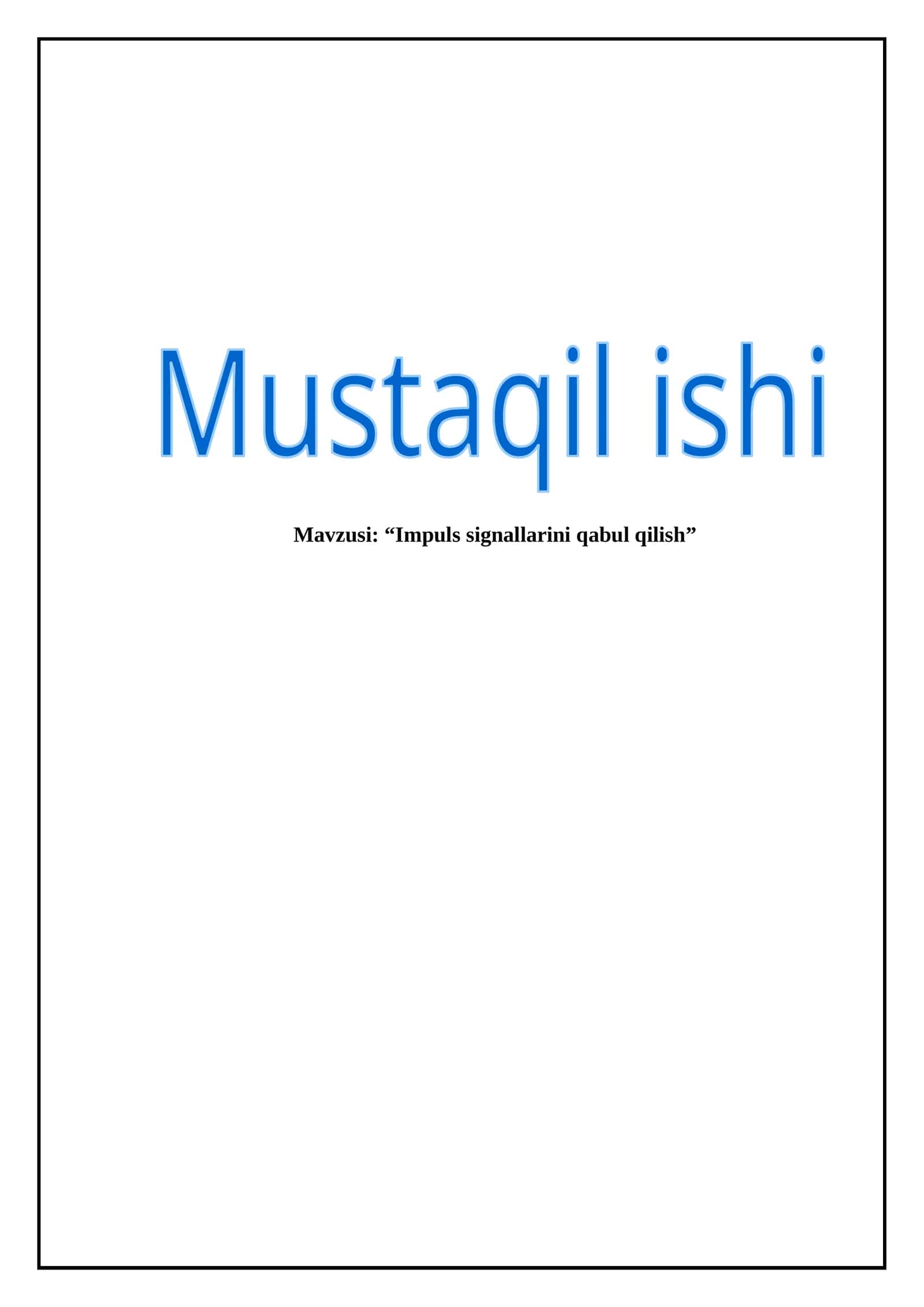 Impuls signallarini qabul qilish