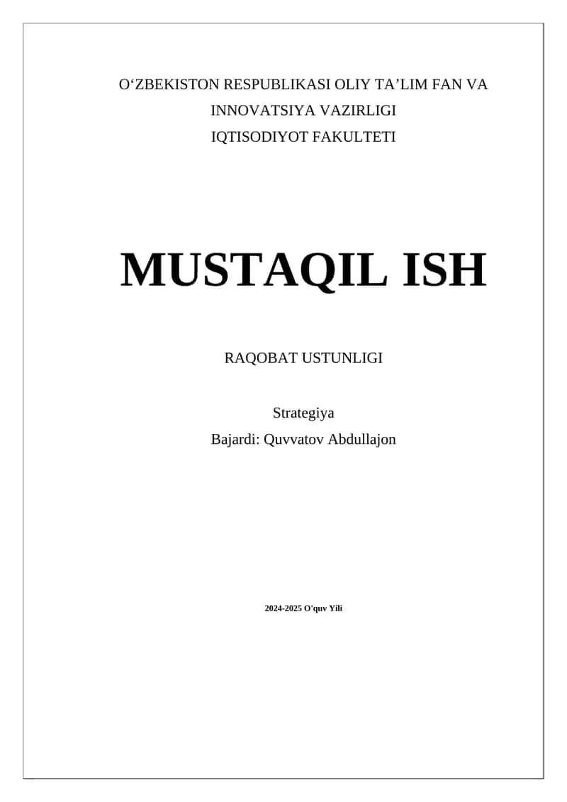 Raqobat Ustunligi