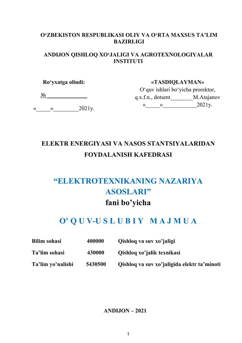 Elektrotexnikaning nazriya asoslari