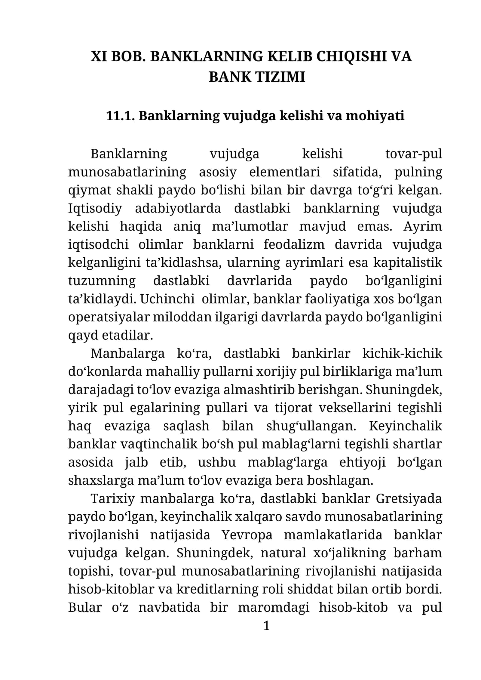 Banklarning Kelib Chiqishi va Bank Tizimi