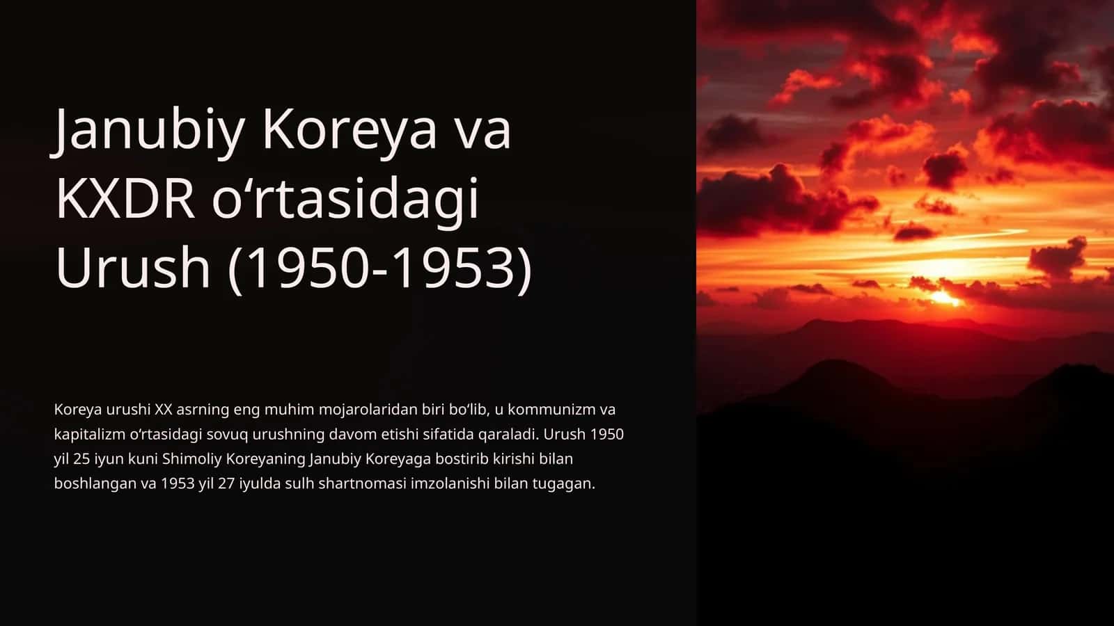 Janubiy Koreya va KXDR o‘rtasidagi Urush (1950-1953)