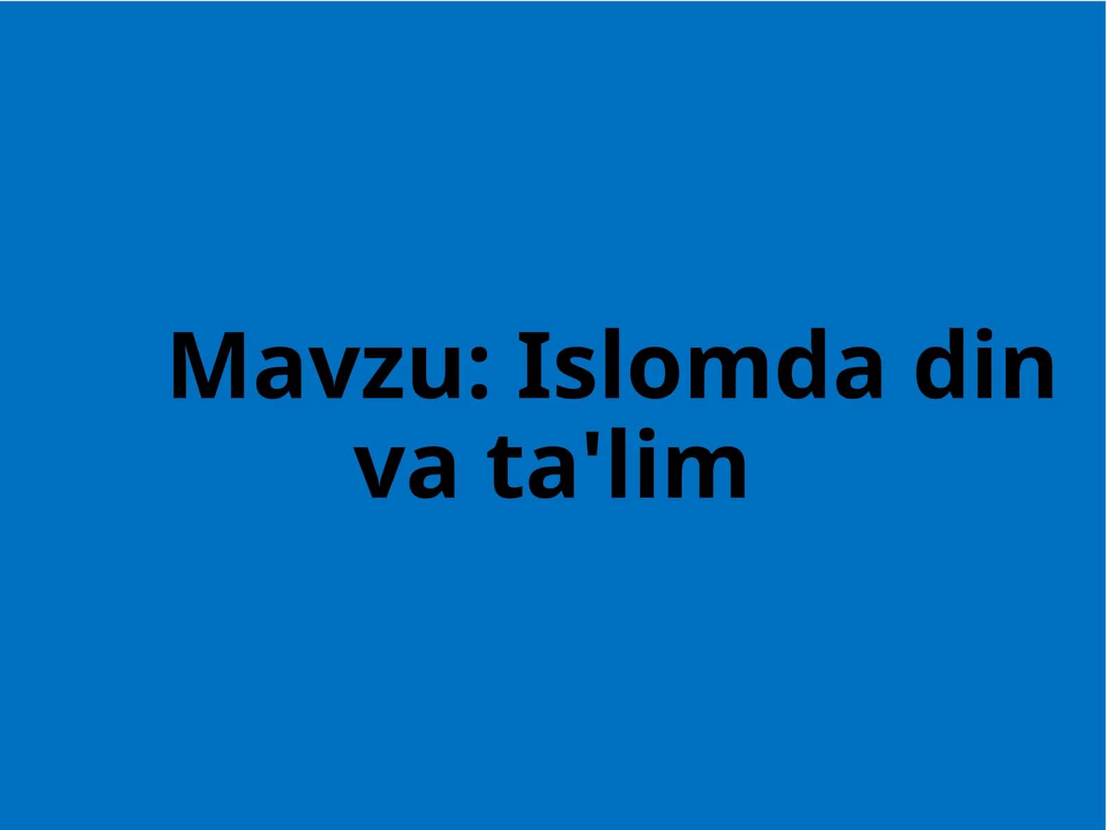 Islomda din va ta'lim