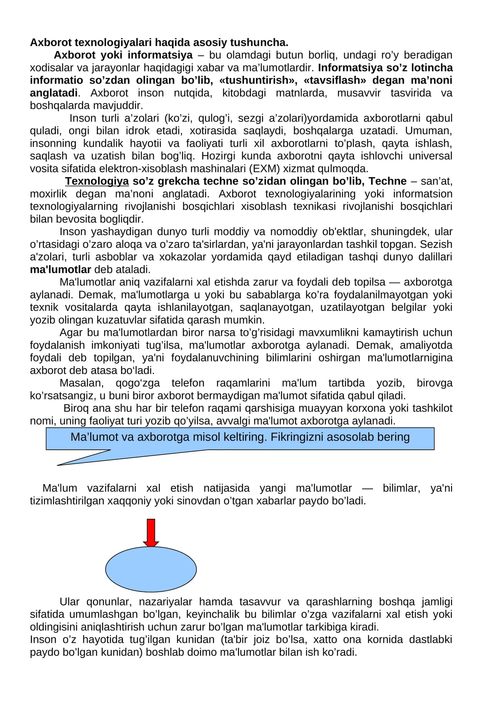 Axborot texnologiyalari haqida asosiy tushuncha