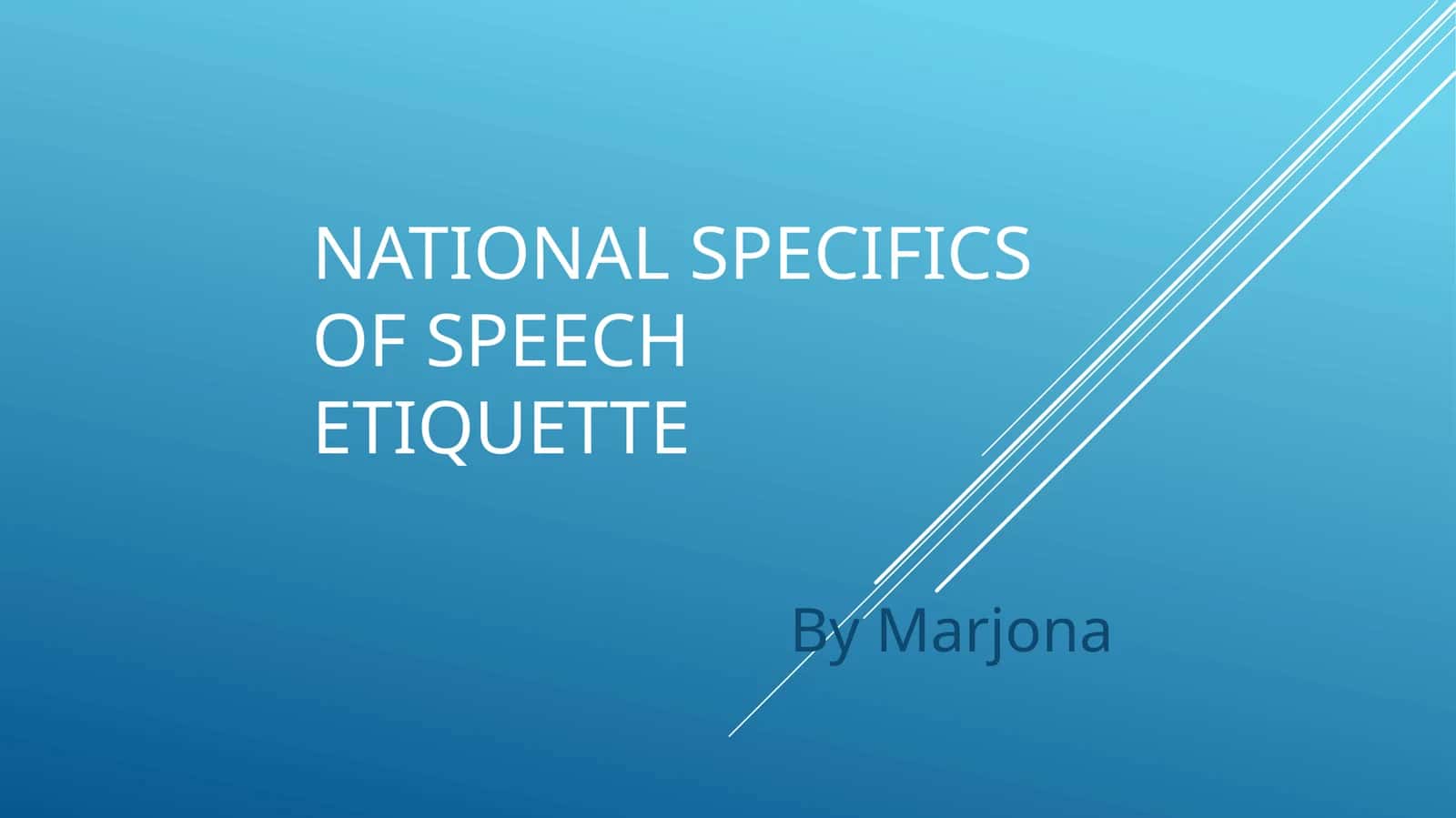 National specifics of speech etiquette