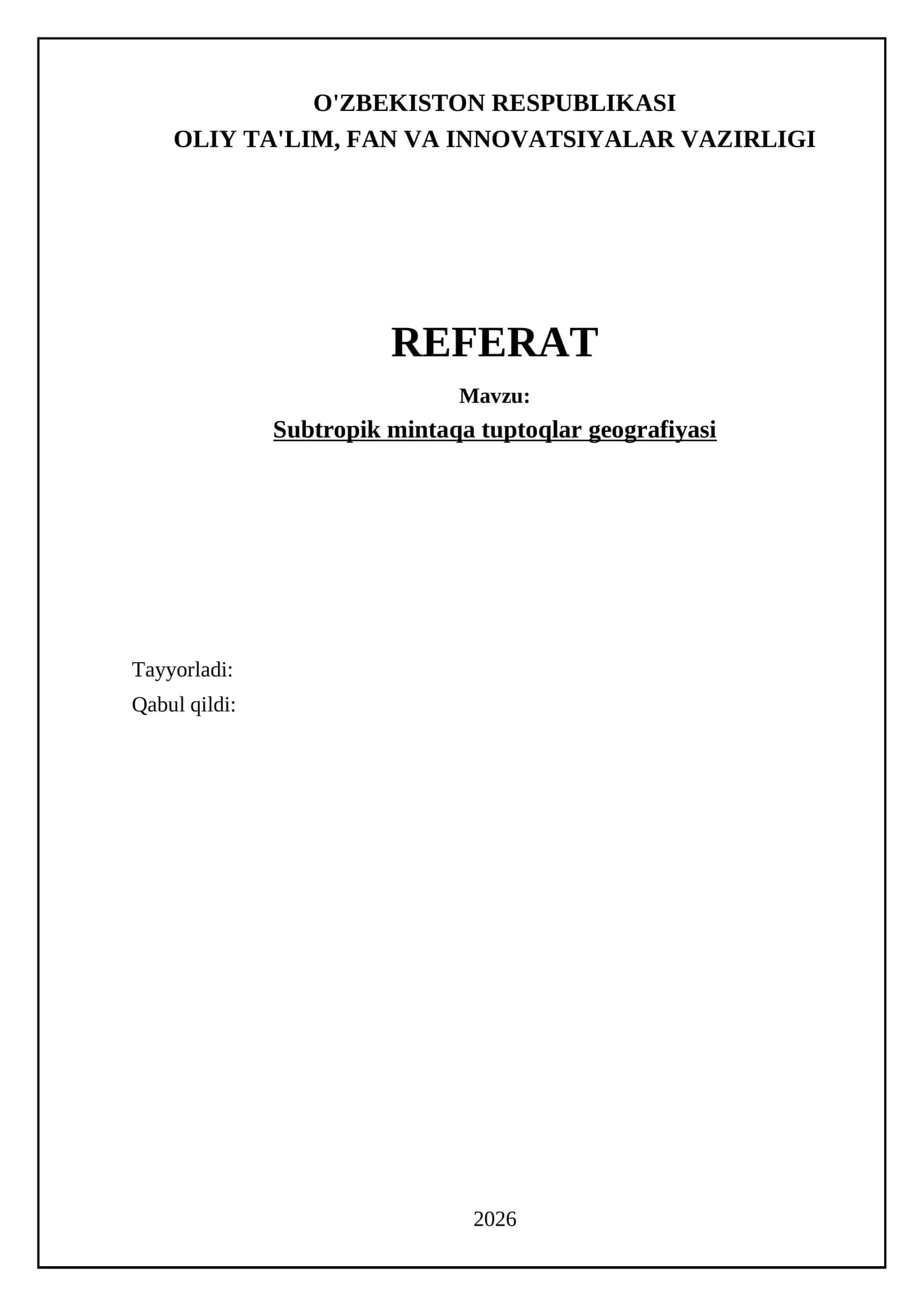 Subtropik mintaqa tuptoqlar geografiyasi