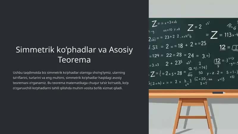 Simmetrik ko’phadlar va Asosiy Teorema