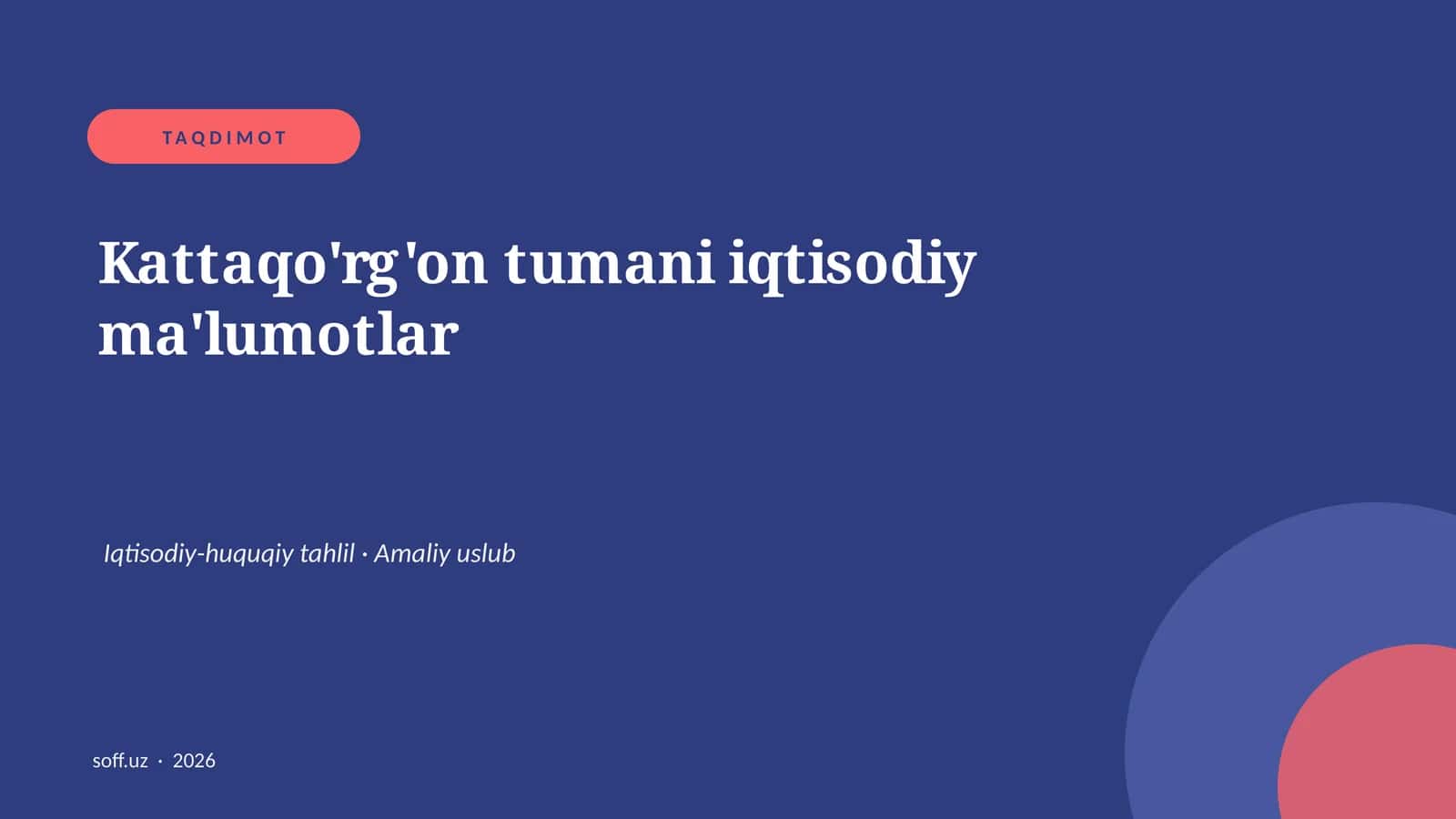 Kattaqo'rg'on tumani iqtisodiy ma'lumotlar