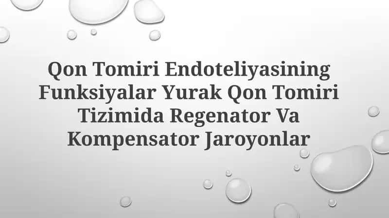 Qon Tomiri Endoteliyasining Funksiyalar