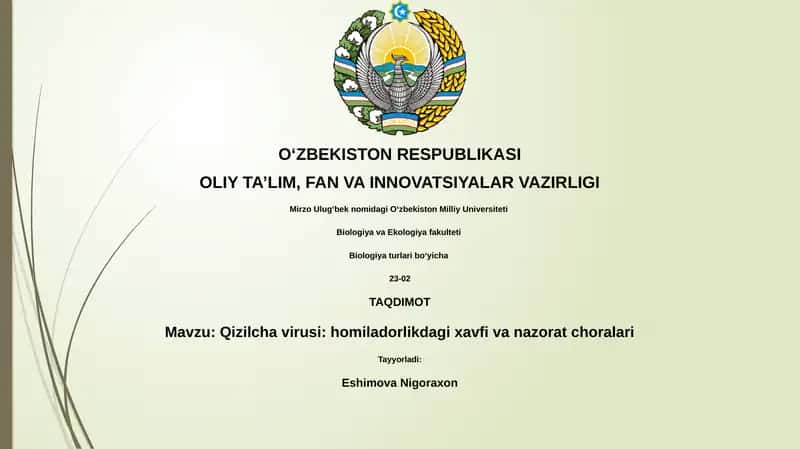 Qizilcha virusi: homiladorlikdagi xavfi va nazorat choralari
