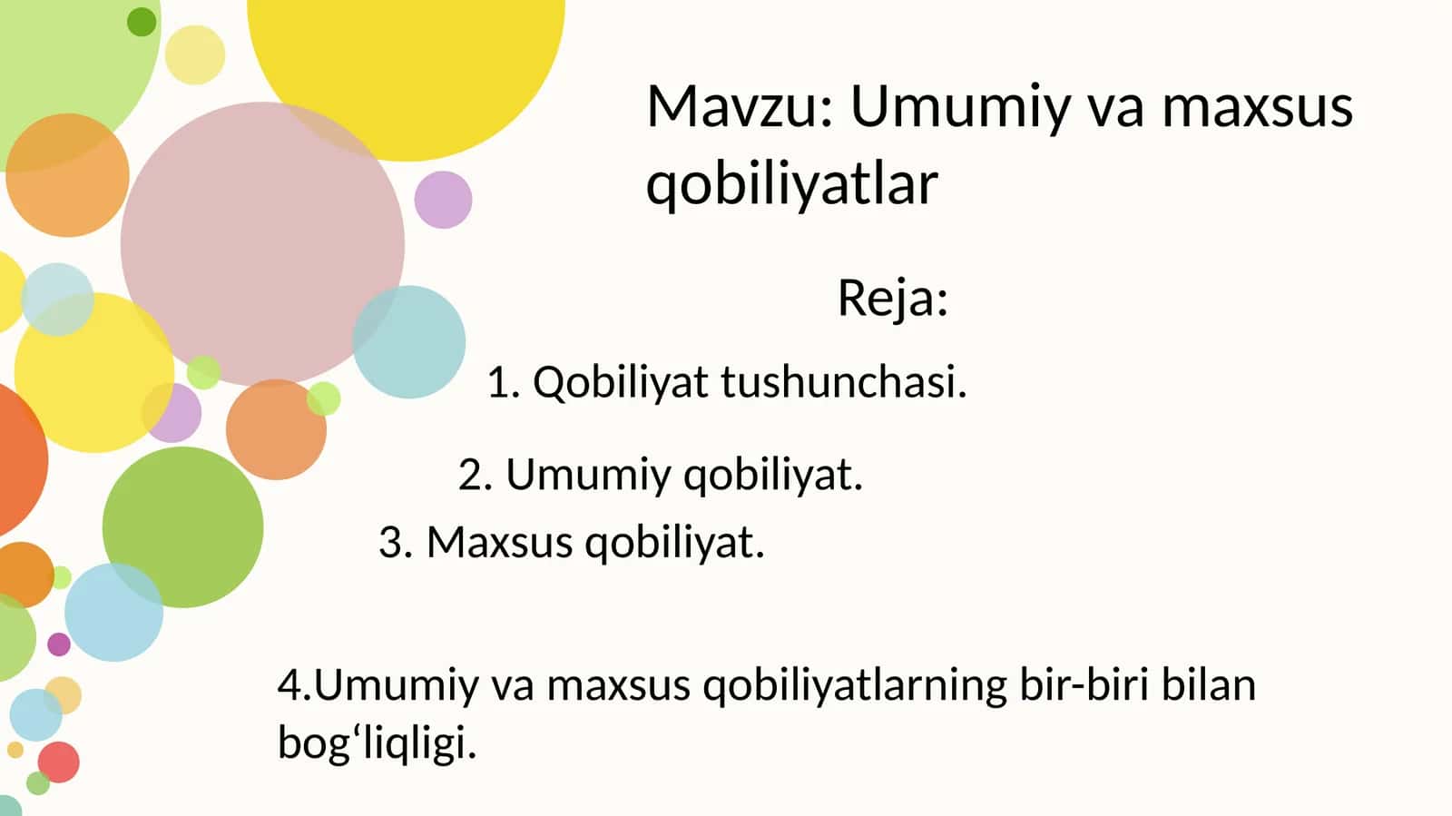 Umumiy va maxsus qobiliyatlar