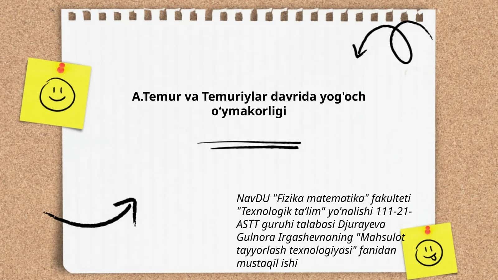 A.Temur va Temuriylar davrida yog'och oʻymakorligi