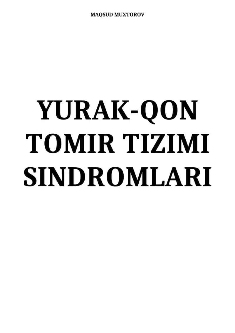 YURAK-QON TOMIR TIZIMI SINDROMLARI