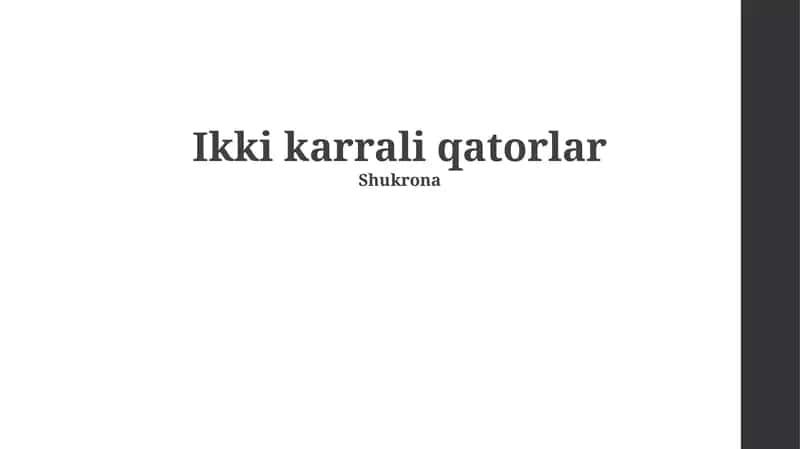 Ikki karrali qatorlar