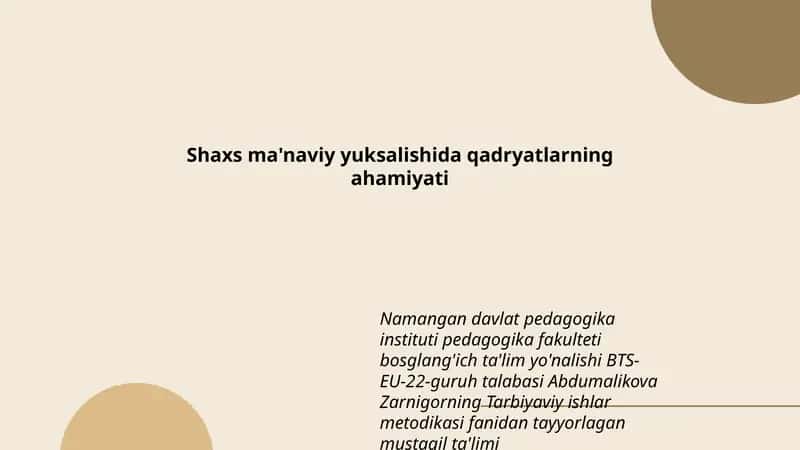 Tarbiyaviy ishlar metodikasi