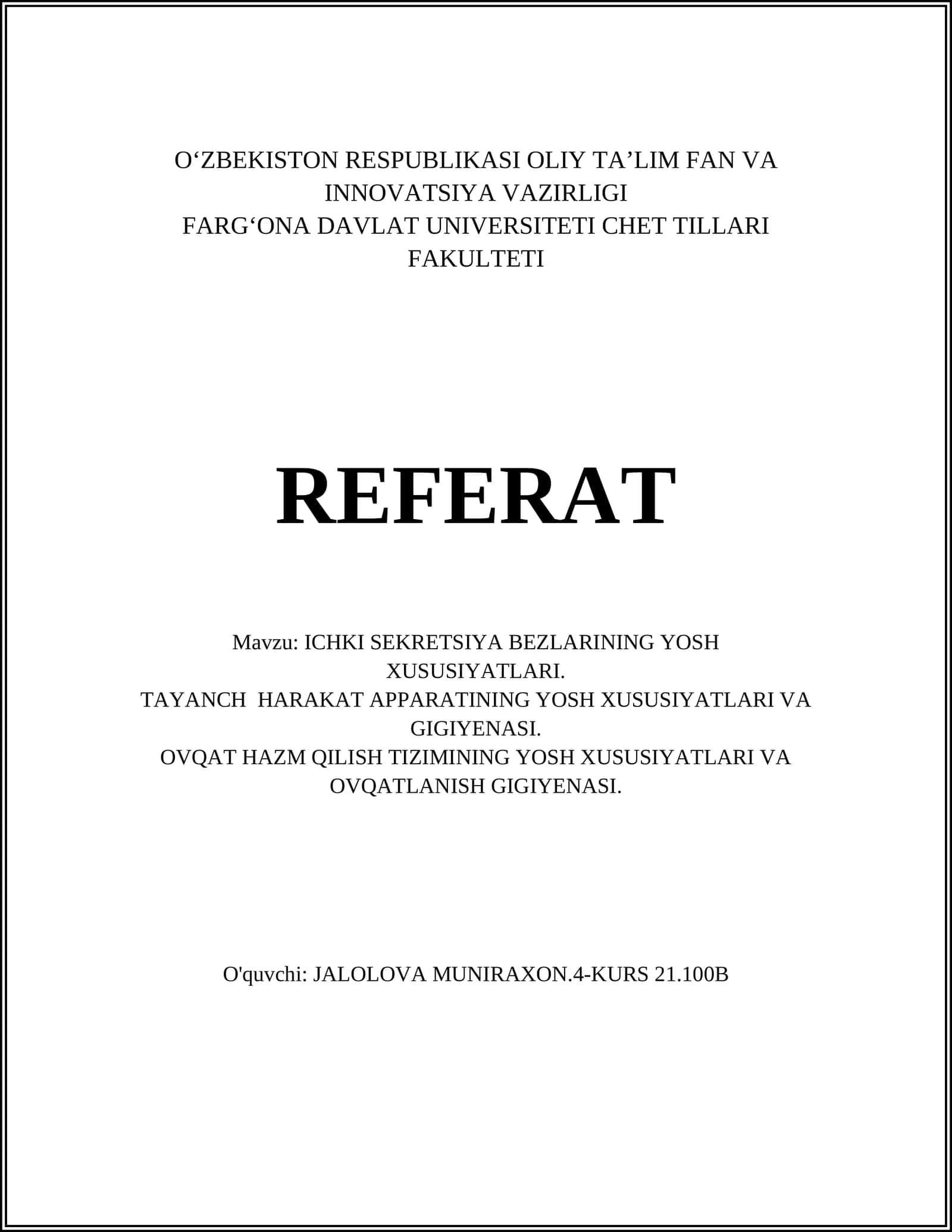 CHET TILLARI FAKULTETI