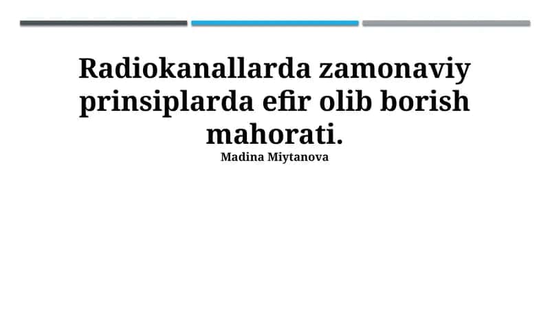 Zamonaviy radioeshittirishning asosiy tamoyillari