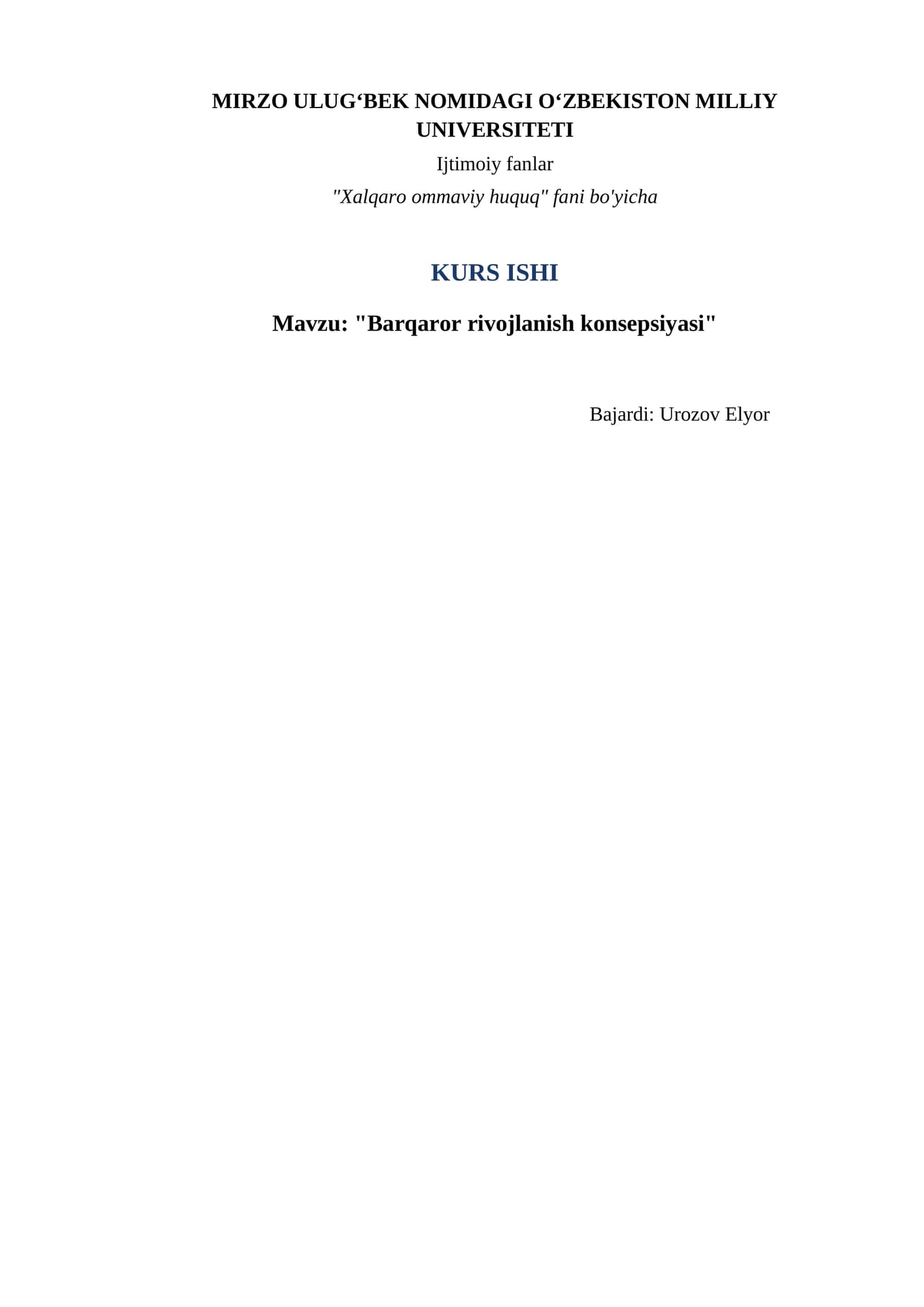 "Barqaror rivojlanish konsepsiyasi"