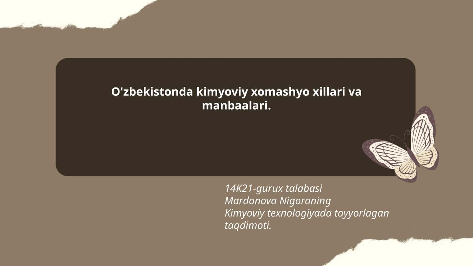 Kimyoviy xomashyo xillari va manbaalari