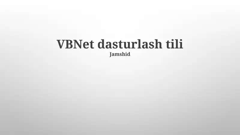 VBNet dasturlash tili